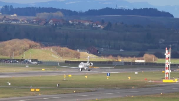 Payerne Ελβετία Ιανουάριος 2024 Sumptuous Business Jet Startes Run Brilliant — Αρχείο Βίντεο