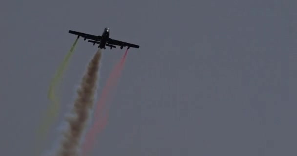 Montagnana Talya Ekim 2023 Duman Izli Bir Talyan Askeri Uçağının — Stok video