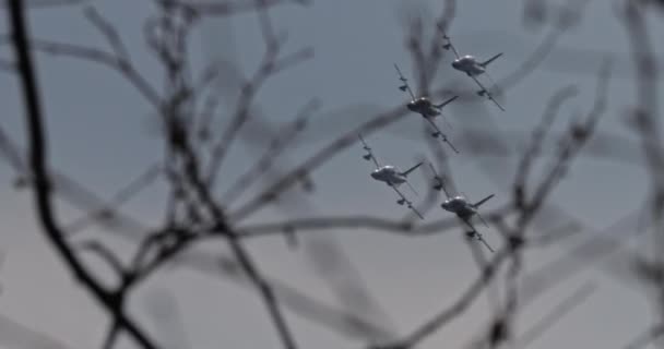 Istrana Italien April 2024 Spektakulär Utsikt Över Trånga Militära Jetformation — Stockvideo