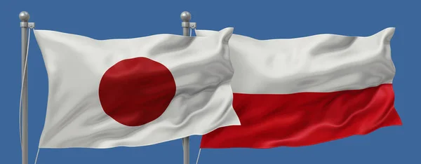 Japonsko Polsko Vlajky Prapor — Stock fotografie