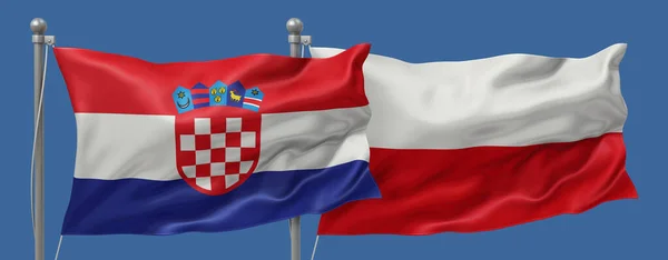 Croatia Poland Flags Banner — Stock Photo, Image