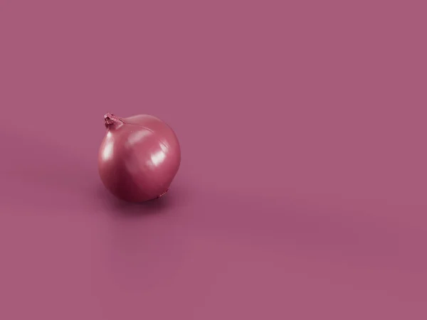a glossy red onion on a red background. healthy lifestyle and vegetarian concept, abstract art