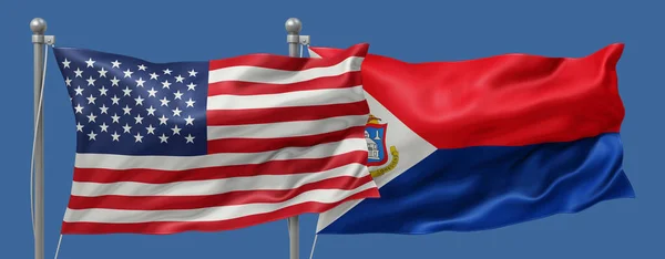 US vs Sint Maarten flags banner