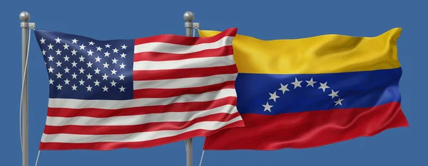 US vs Venezuela flags banner