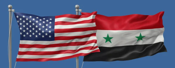US vs Syria flags banner