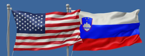 US vs Slovenia flags banner