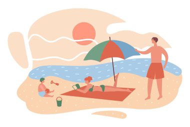 Aile deniz kenarında dinleniyor.