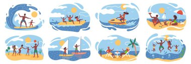 Sahilde Afrika kökenli Amerikalı bir aile.