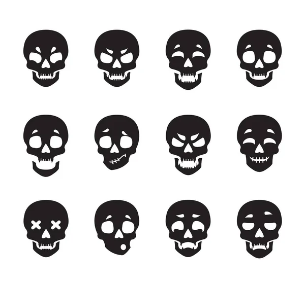 Σιλουέτες Από Κρανία Emoji — Διανυσματικό Αρχείο