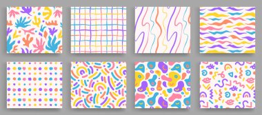 Renkli, pürüzsüz desen seti, modern soyut biçim.