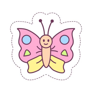 Renkli kelebek. Çıkartma beyaz arkaplanda izole edildi.