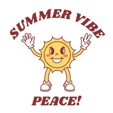 Komik güneş, barış işareti, maskot