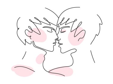 Birbirine aşık iki adam öpüşür.