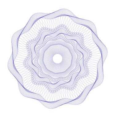 Filigran. Guilloche Rosette elementi. Güvenlik belgeleri için dijital filigran. Sertifika, fiş, banknot, oyun parası tasarımı, para birimi, not, çek, bilet vs. için koruyucu bir katman olarak kullanılabilir.