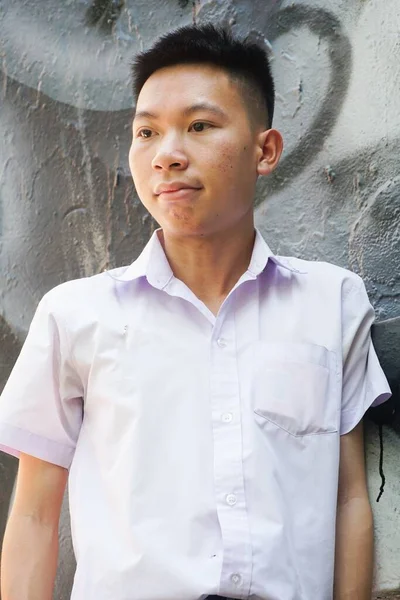Тайский Мальчик Студент Городе — стоковое фото