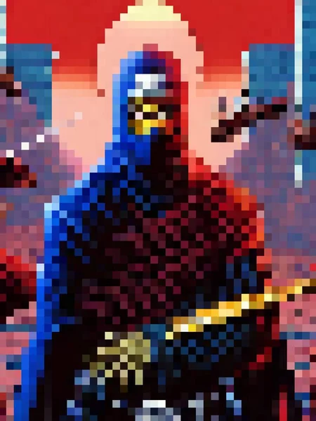 Pixel Barva Kresleného Ninja — Stock fotografie