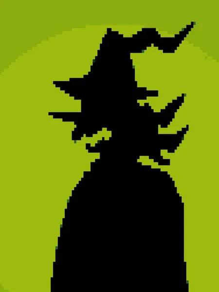 Pixel Arte Uma Bruxa Com Padrão Verde — Fotografia de Stock