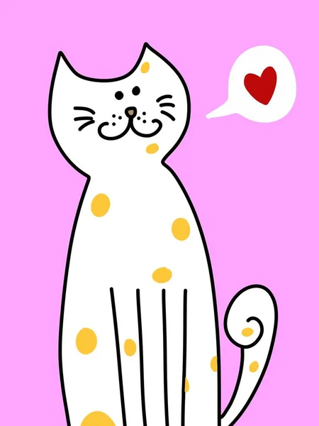 Lindo Gato Con Corazón Rosa Fondo —  Fotos de Stock