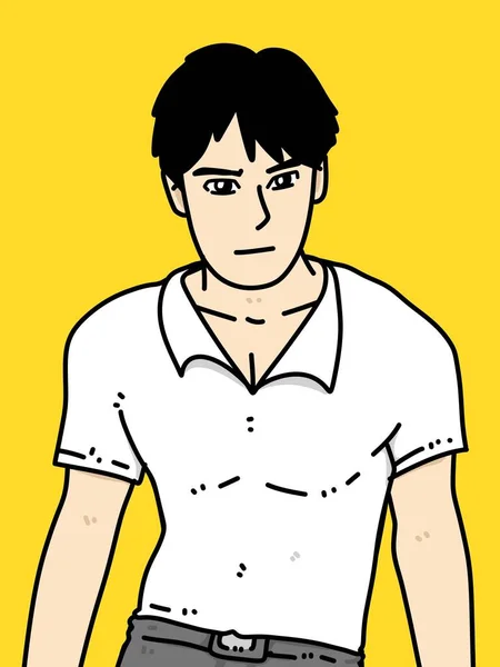 Cute Man Kartun Latar Belakang Kuning — Stok Foto