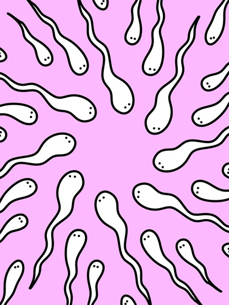 Drăguț Spermă Desen Animat Fundal Roz — Fotografie, imagine de stoc