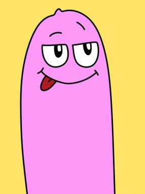 Sarı arka planda sevimli prezervatif karikatürü