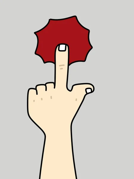 Handen Håller Röd Och Svart Ikon Med Ett Finger — Stockfoto
