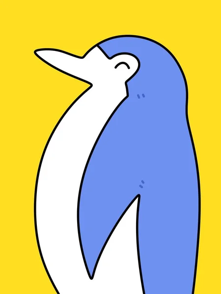 黄色背景的可爱企鹅卡通片 — 图库照片