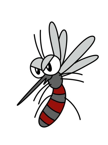 Cute Mosquito Cartoon White Background — 图库照片