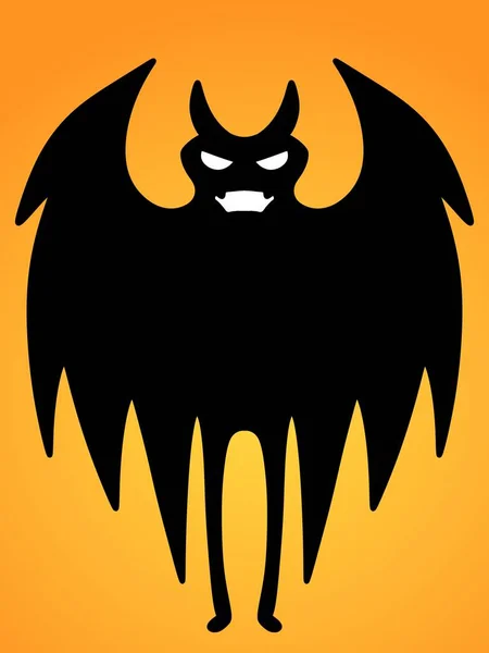 Zwart Vleermuis Vorm Oranje Achtergrond — Stockfoto