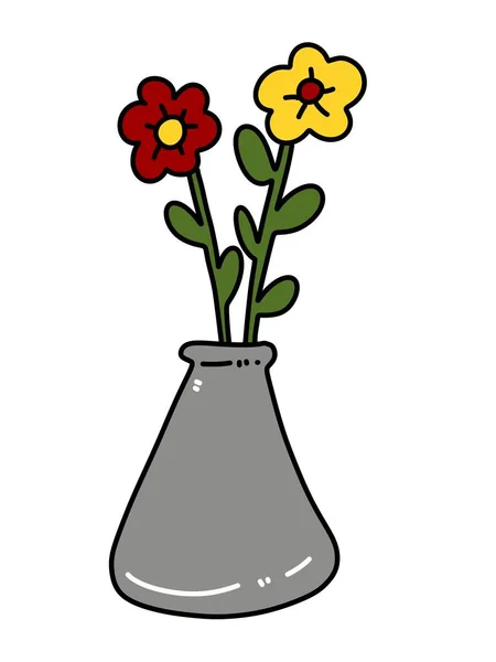 Květina Láhvi Karikatura Bílém Pozadí — Stock fotografie