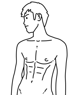 Siyah ve beyaz renkli yakışıklı adam çizgi filmi.