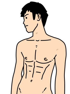 Beyaz arka planda sevimli bir adam çizgi filmi