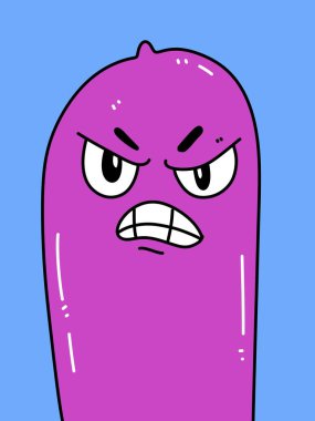 Mavi arka planda şirin prezervatif karikatürü