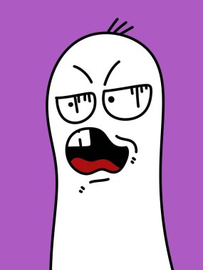 Mor arka planda sevimli hayalet karikatürü