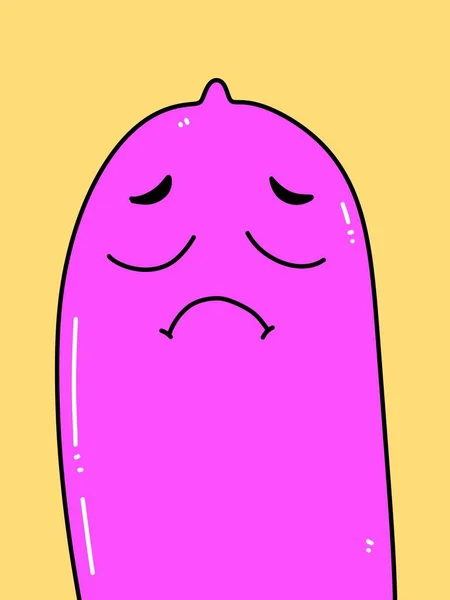 Cute Condom Cartoon Yellow Background — 图库照片