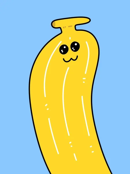 Cute Banana Cartoon Blue Background — Stock Photo, Image