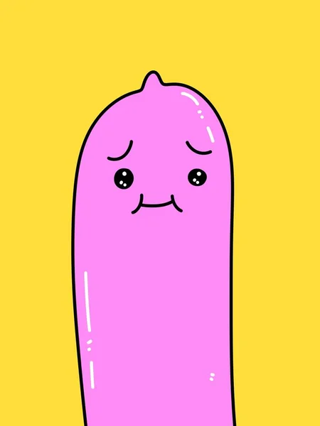 Cute Condom Cartoon Yellow Background — Fotografie, imagine de stoc