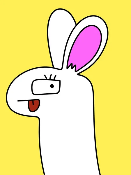 Art Cute Rabbit Cartoon Yellow Background — Zdjęcie stockowe