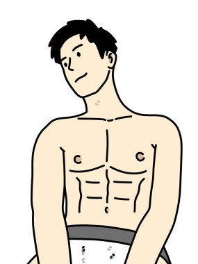 Beyaz arka planda sevimli bir adam çizgi filmi