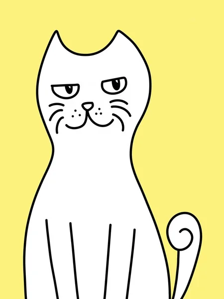 Lindo Gato Dibujos Animados Sobre Amarillo Fondo — Foto de Stock