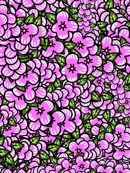 Schöne Blume Cartoon Muster Hintergrund — Stockfoto