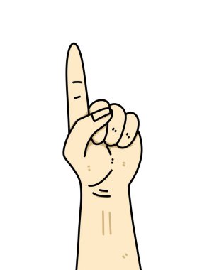 Beyaz arkaplanda parmak işareti olan el hareketi