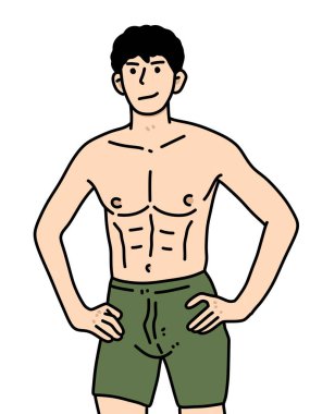 Beyaz arka planda sevimli bir adam çizgi filmi