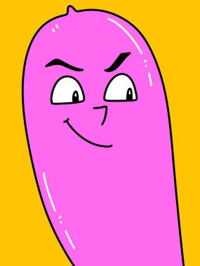 cute condom cartoon on orange background