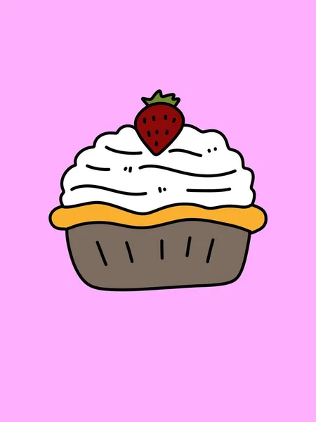 Kreskówka Ciasto Różowym Tle — Zdjęcie stockowe