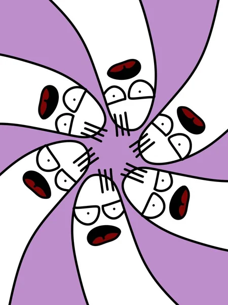 Lindo Dibujo Animado Sobre Fondo Púrpura —  Fotos de Stock