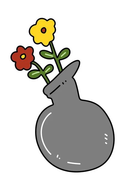 Kreslený Kreslený Kreslený Květináč — Stock fotografie