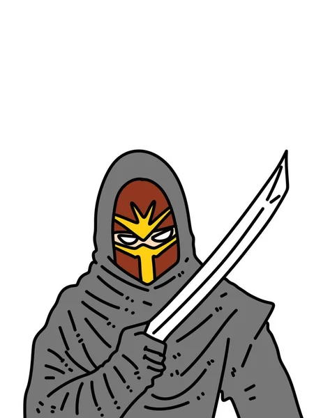 Ilustração Ninja Com Uma Espada — Fotografia de Stock