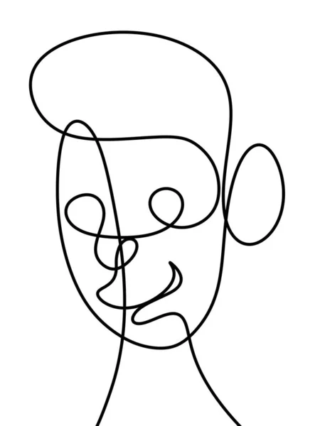 Linje Konst Ansikte Man Tecknad — Stockfoto