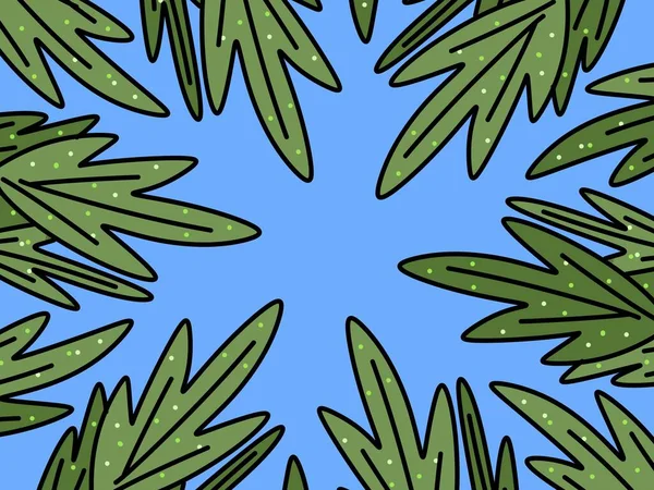 Зеленый Лист Синем Фоне — стоковое фото